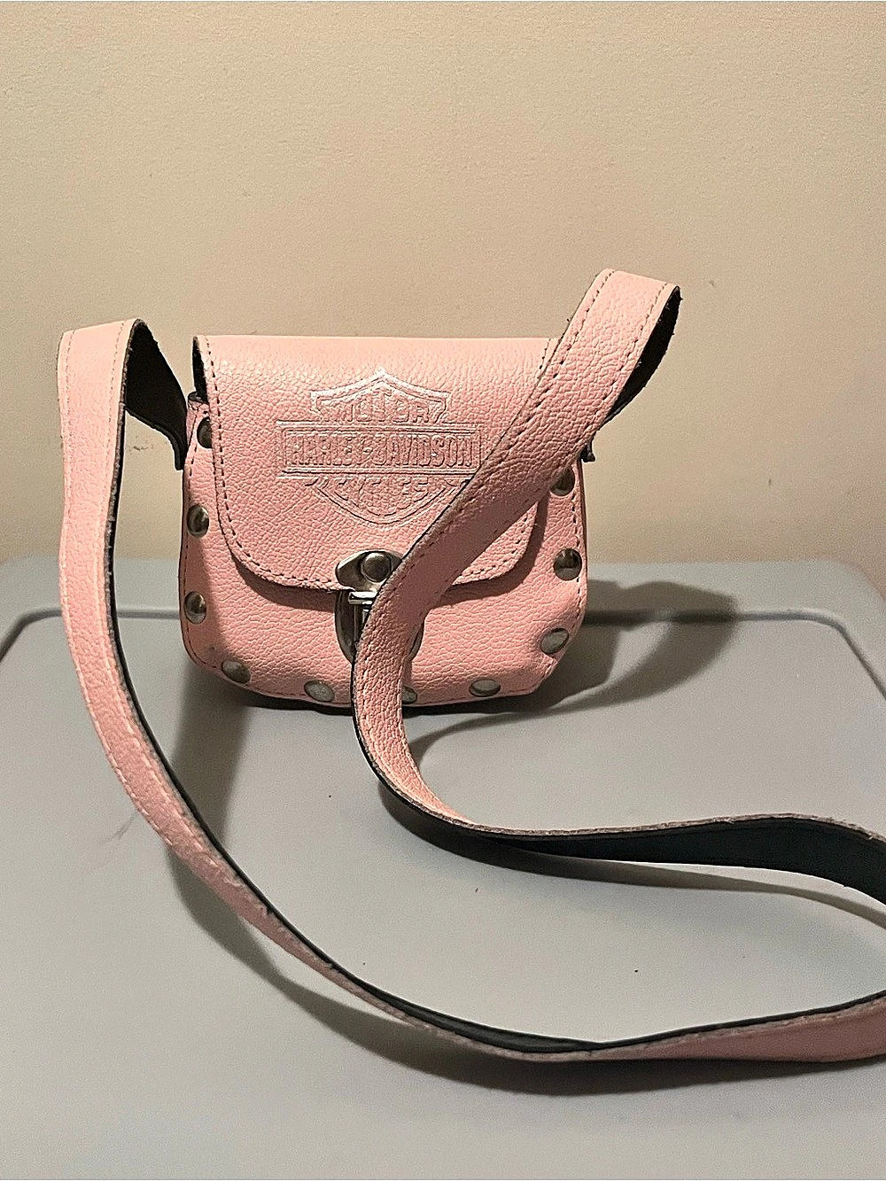 Harley-Davidson Pink & Black Studded Crossbody Bag